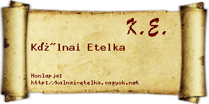 Kálnai Etelka névjegykártya